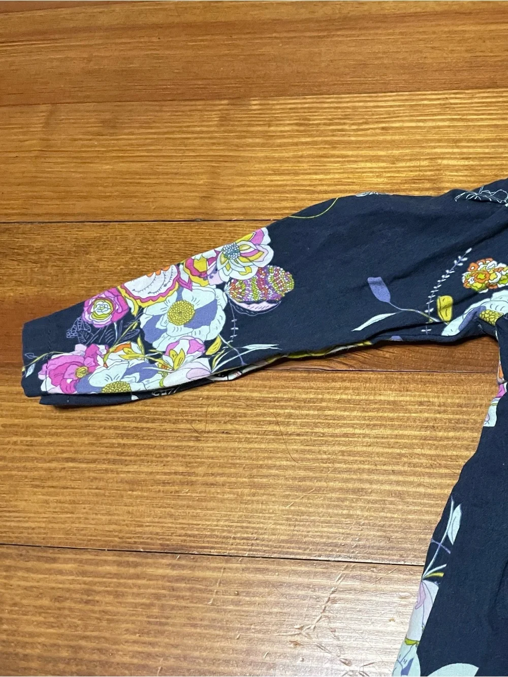 Tiny Tot Threads Navy Floral Long-Sleeve Dress with Peacock Print Size 2T